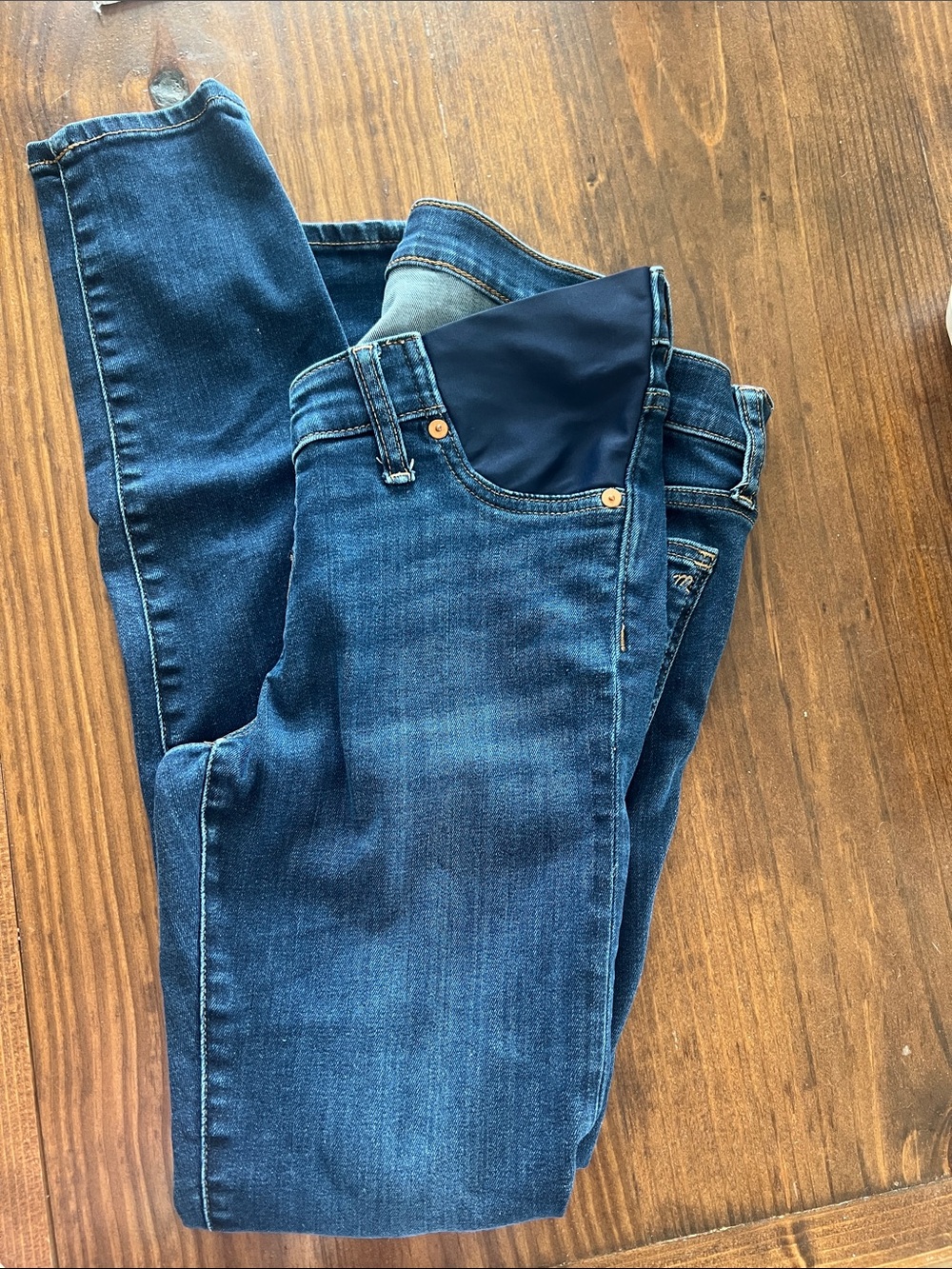 Madewell Dark Indigo Skinny Jeans with Navy Waist Panel